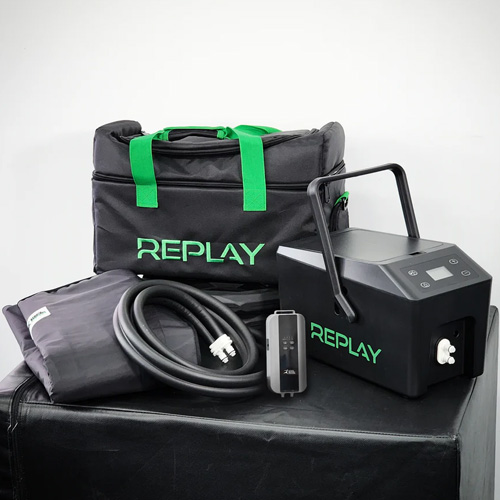 REPLAY ice compression unit with its carry bag, hose, wrap and small pump
