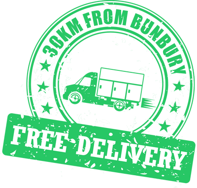 free-delivery3 Free delivery stamp reading 30km from Bunbury, with a delivery truck